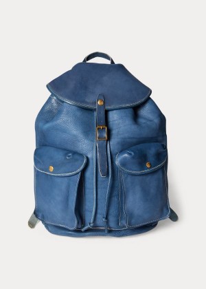 Torby Ralph Lauren Indigo Leather Rucksack Męskie Indygo | FQOP0032