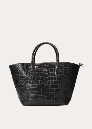 Torby Tote Ralph Lauren Embossed Medium Bellport Tote Damskie Czarne | UNYN2020