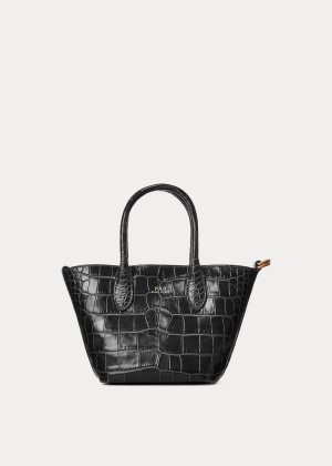 Torby Tote Ralph Lauren Embossed Mini Bellport Tote Damskie Czarne | JUTC8844