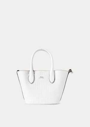 Torby Tote Ralph Lauren Embossed Mini Bellport Tote Damskie Białe | NKZC6271