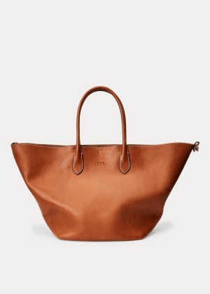 Torby Tote Ralph Lauren Leather Large Bellport Tote Damskie Brązowe | MURC4175