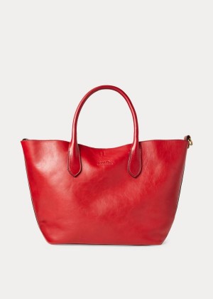 Torby Tote Ralph Lauren Leather Medium Bellport Tote Damskie Czerwone | FNAJ8124