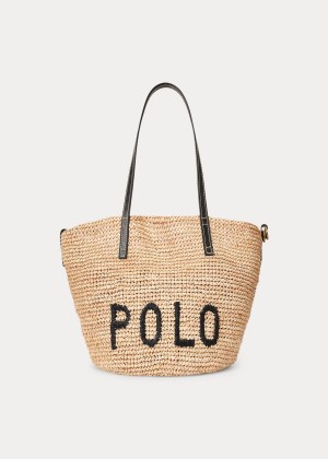 Torby Tote Ralph Lauren Raffia Medium Tote Bag Damskie Głęboka Brązowe | YSBP1362