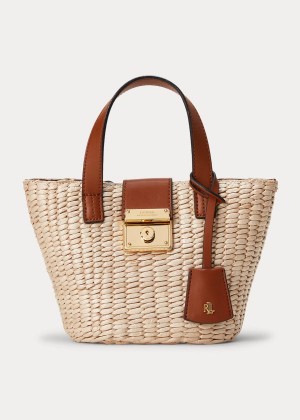 Torby Tote Ralph Lauren Straw Mini Reese Tote Damskie Brązowe | DZQA2582