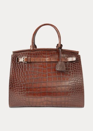 Torebka Ralph Lauren Alligator Large RL50 Handbag Damskie Czekolada | SKKG8145