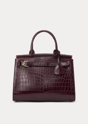 Torebka Ralph Lauren Alligator Medium RL50 Handbag Damskie Bordowe | QXPC0950