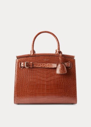 Torebka Ralph Lauren Alligator Medium RL50 Handbag Damskie Brązowe | UYUM6045