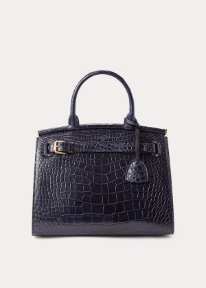 Torebka Ralph Lauren Alligator Medium RL50 Handbag Damskie Granatowe | ZABG4404