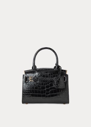 Torebka Ralph Lauren Alligator Mini RL50 Handbag Damskie Czarne | HIFR7425