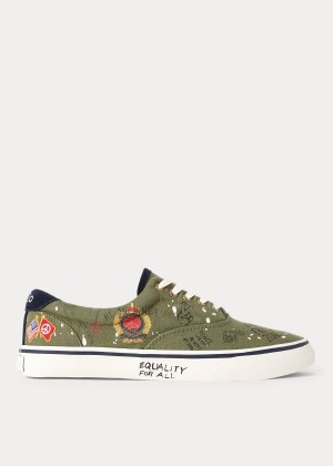 Trampki Ralph Lauren Graffiti Thorton Sneakers Męskie Zielone Kolorowe | OGUC8722