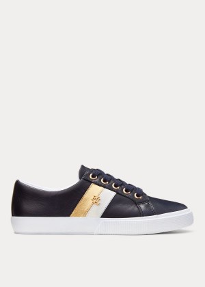 Trampki Ralph Lauren Janson II Leather Sneakers Damskie Granatowe Białe | ONDZ4733