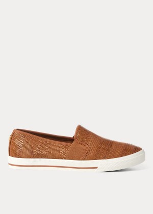 Trampki Ralph Lauren Jinny Woven Slip-On Sneakers Damskie Brązowe | SNLU1938