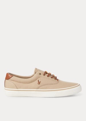 Trampki Ralph Lauren Thorton Canvas Low-Top Sneakers Męskie Khaki | MLFZ8146