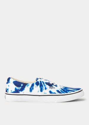 Trampki Ralph Lauren Thorton Tie-Dye Canvas Sneakers Męskie Białe Granatowe | HQYF8072