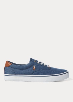 Trampki Ralph Lauren Thorton Washed Twill Sneakers Męskie Granatowe | KMXT6694