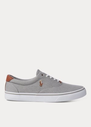 Trampki Ralph Lauren Thorton Washed Twill Sneakers Męskie Szare | ARJG9493