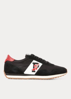 Trampki Ralph Lauren Train 90 Sneakers Męskie Czarne Czerwone | KCXE1110