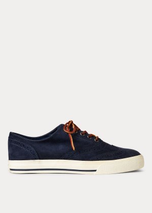 Trampki Ralph Lauren Vultan Suede Sneakers Męskie Granatowe | JDFR7450