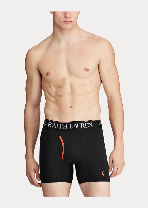 Bielizny Ralph Lauren 4D Flex Boxer Brief 3-Pack Męskie Czarne | ZKJD0768