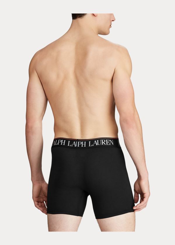 Bielizny Ralph Lauren 4D Flex Boxer Brief 3-Pack Męskie Czarne | ZKJD0768