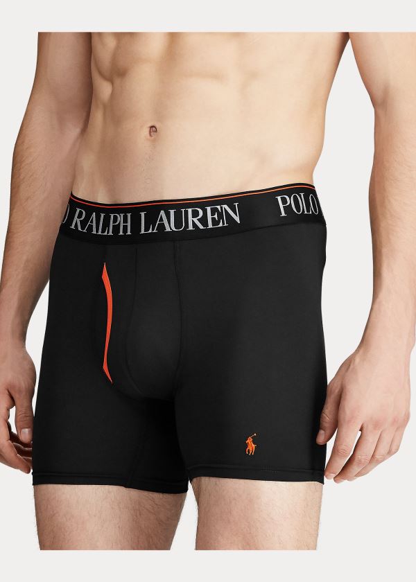 Bielizny Ralph Lauren 4D Flex Boxer Brief 3-Pack Męskie Czarne | ZKJD0768