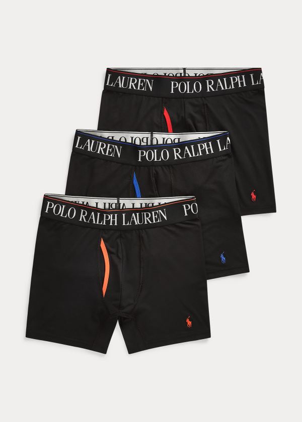 Bielizny Ralph Lauren 4D Flex Boxer Brief 3-Pack Męskie Czarne | ZKJD0768