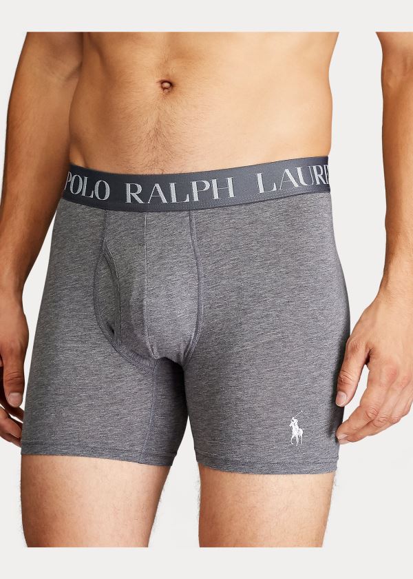 Bielizny Ralph Lauren 4D Flex Boxer Brief 3-Pack Męskie Białe Szare Czarne | YQSC1924