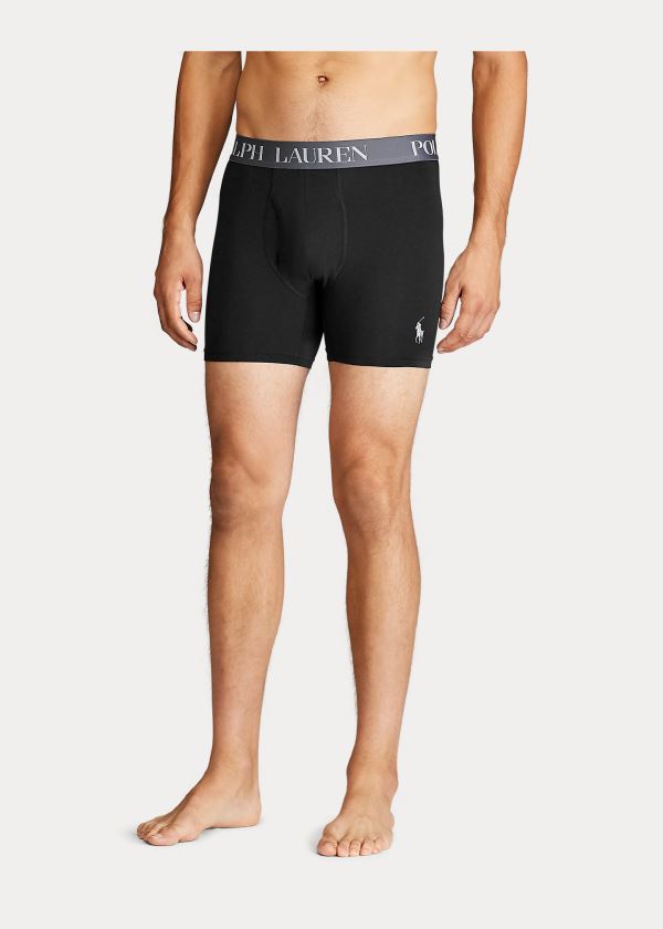 Bielizny Ralph Lauren 4D Flex Boxer Brief 3-Pack Męskie Białe Szare Czarne | YQSC1924