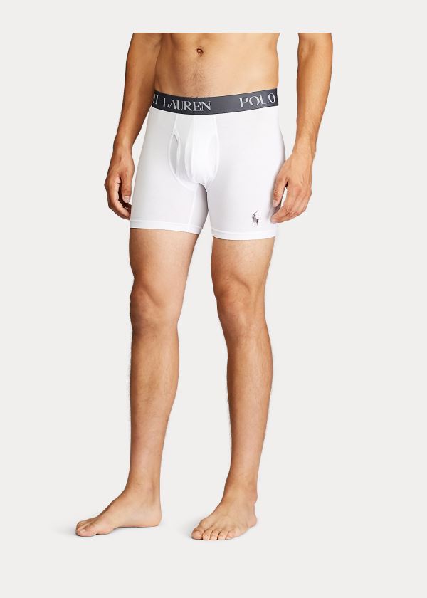 Bielizny Ralph Lauren 4D Flex Boxer Brief 3-Pack Męskie Białe Szare Czarne | YQSC1924