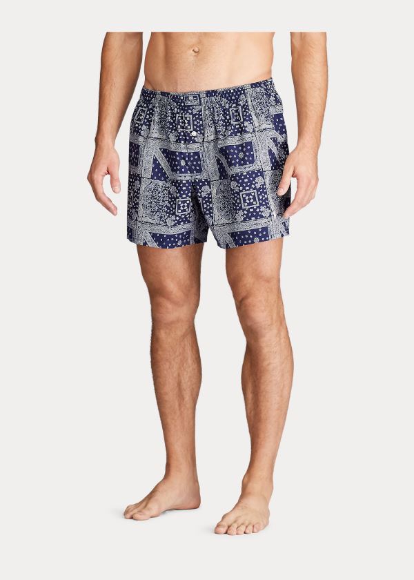 Bielizny Ralph Lauren Bandanna-Print Cotton Boxer Męskie Granatowe Kolorowe Kremowe | UPAX8951