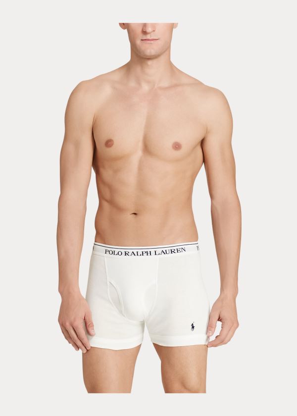 Bielizny Ralph Lauren Boxer Brief 3-Pack Męskie Białe | XVVN0451