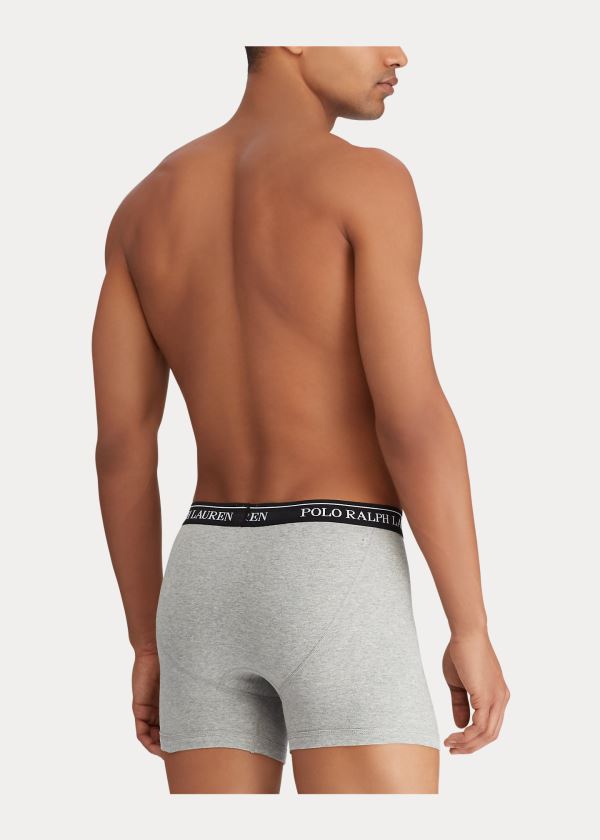 Bielizny Ralph Lauren Boxer Brief 3-Pack Męskie Szare Jasny Szare Czarne | STAN2510