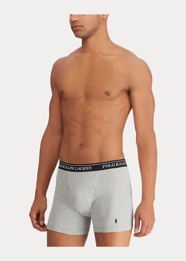 Bielizny Ralph Lauren Boxer Brief 3-Pack Męskie Szare Czerwone Czarne | UGNR4212