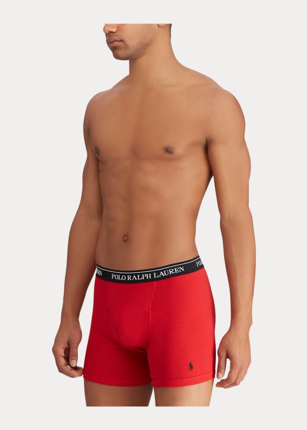 Bielizny Ralph Lauren Boxer Brief 3-Pack Męskie Szare Czerwone Czarne | UGNR4212