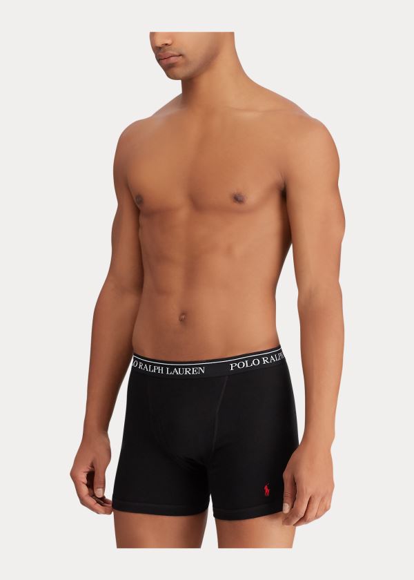 Bielizny Ralph Lauren Boxer Brief 3-Pack Męskie Szare Czerwone Czarne | UGNR4212