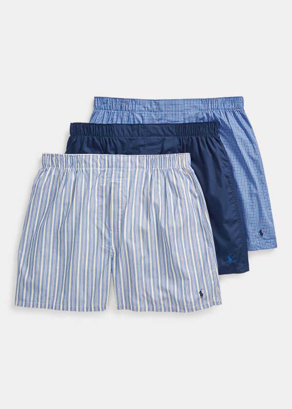 Bielizny Ralph Lauren Classic Fit Boxer 3-Pack Męskie Niebieskie | OWUE6115