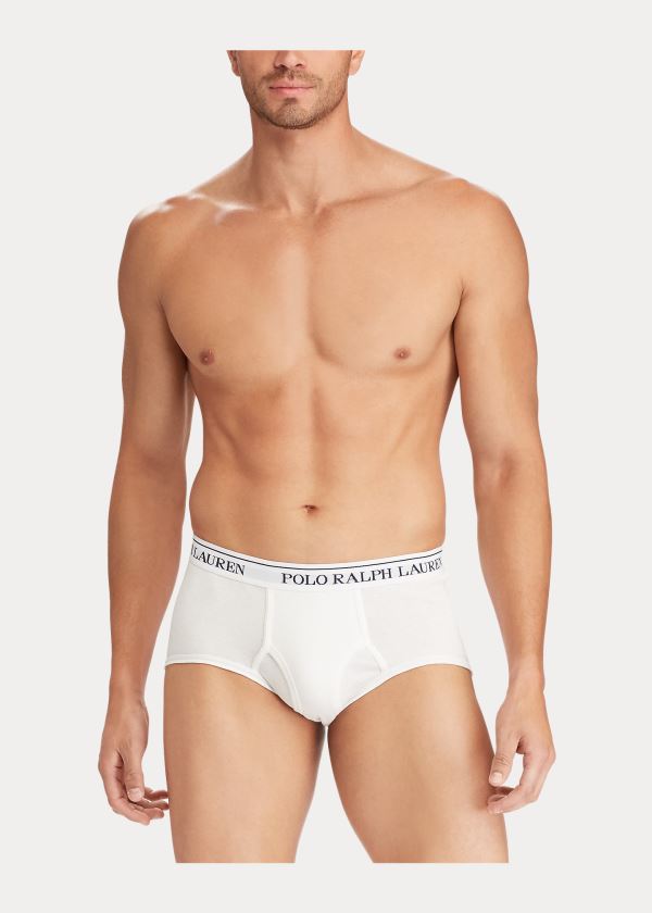 Bielizny Ralph Lauren Classic Mid-Rise Brief 2-Pack Męskie Białe | DMPS8937