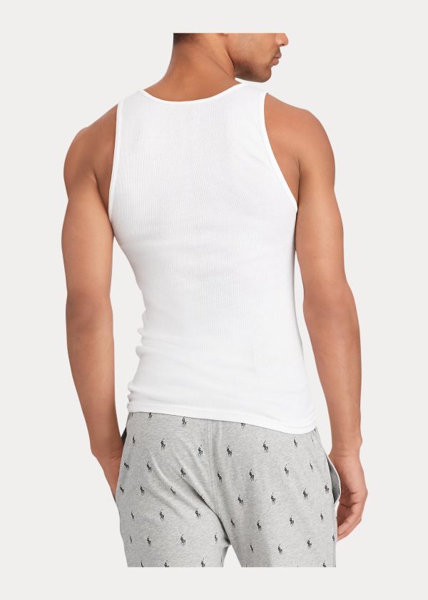 Bielizny Ralph Lauren Classic Tank 3-Pack Męskie Białe | QIBG5527