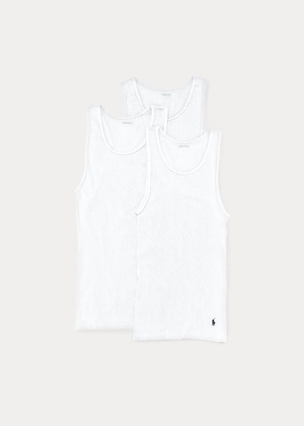 Bielizny Ralph Lauren Classic Tank 3-Pack Męskie Białe | QIBG5527