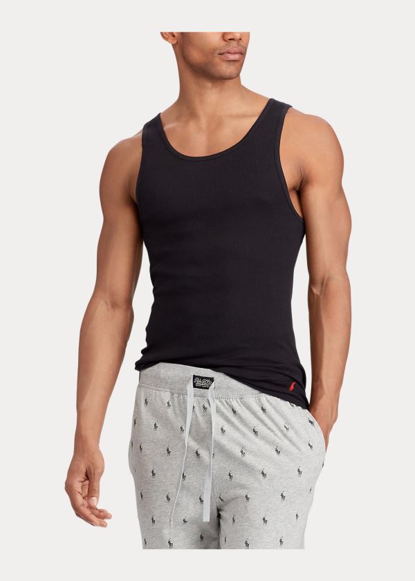 Bielizny Ralph Lauren Classic Tank 3-Pack Męskie Czarne | ZQLD5417