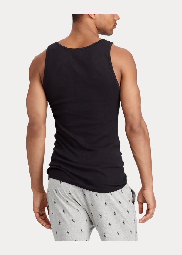 Bielizny Ralph Lauren Classic Tank 3-Pack Męskie Czarne | ZQLD5417