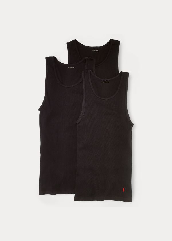 Bielizny Ralph Lauren Classic Tank 3-Pack Męskie Czarne | ZQLD5417