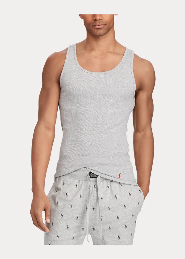 Bielizny Ralph Lauren Classic Tank 3-Pack Męskie Czarne Ciemny Szare Szare | NHFD0005