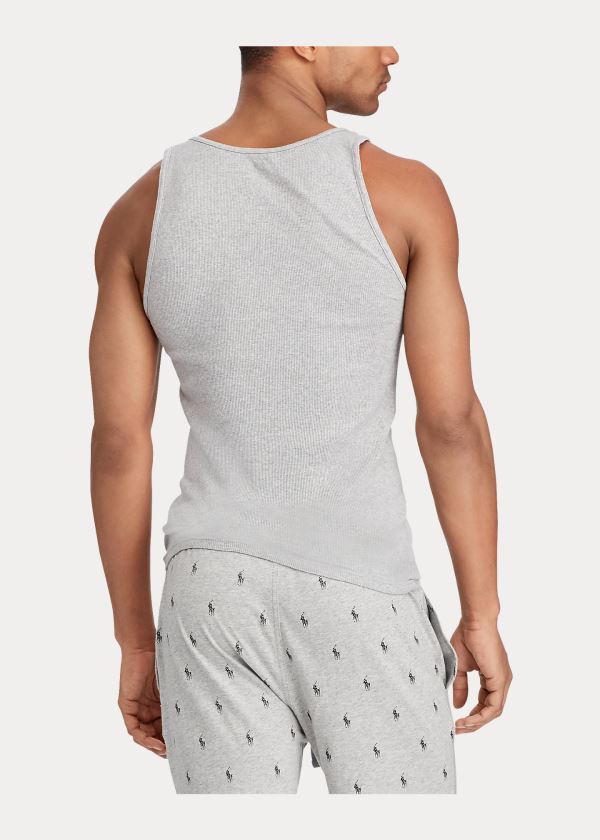 Bielizny Ralph Lauren Classic Tank 3-Pack Męskie Czarne Ciemny Szare Szare | NHFD0005