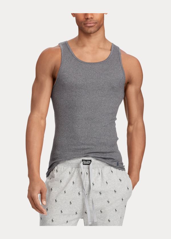 Bielizny Ralph Lauren Classic Tank 3-Pack Męskie Czarne Ciemny Szare Szare | NHFD0005