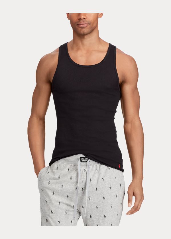 Bielizny Ralph Lauren Classic Tank 3-Pack Męskie Czarne Ciemny Szare Szare | NHFD0005