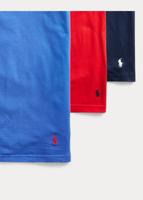 Bielizny Ralph Lauren Classic Wicking Crew 3-Pack Męskie Granatowe Czerwone Królewski Niebieski Niebieskie | VXNR1342