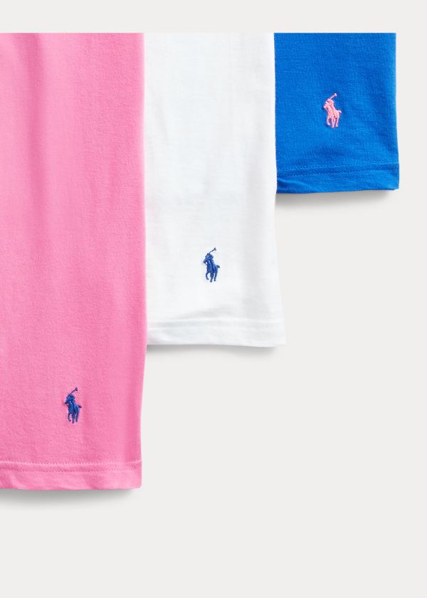 Bielizny Ralph Lauren Classic Wicking Crew 3-Pack Męskie Niebieskie Różowe Białe | THPM9308