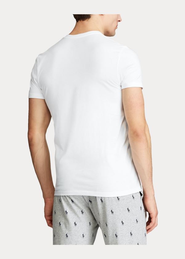 Bielizny Ralph Lauren Classic Wicking V-Neck 5-Pack Męskie Białe Granatowe | CKDZ7679