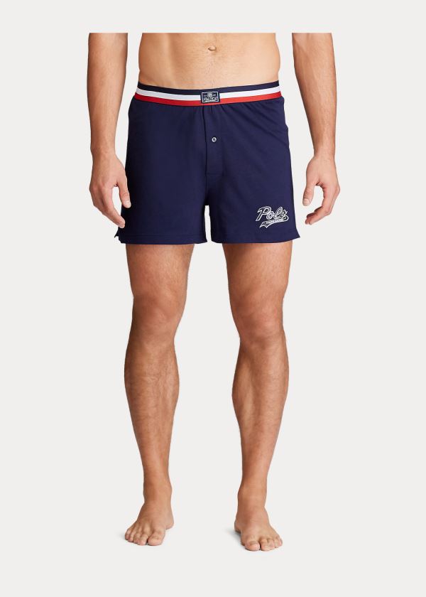 Bielizny Ralph Lauren Cotton-Modal Knit Boxer Męskie Granatowe Czerwone | FILO2734